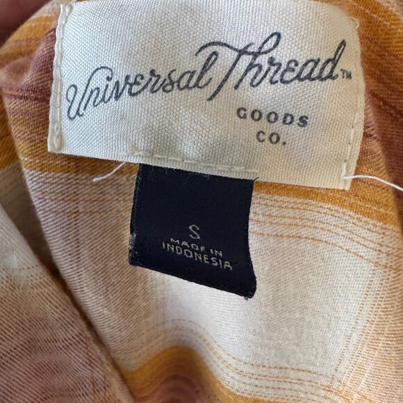 Yellowstone Dutton Ranch Plaid Western Shirt SMALL Oversize Upcycle Unique Gold - Picture 5 of 5